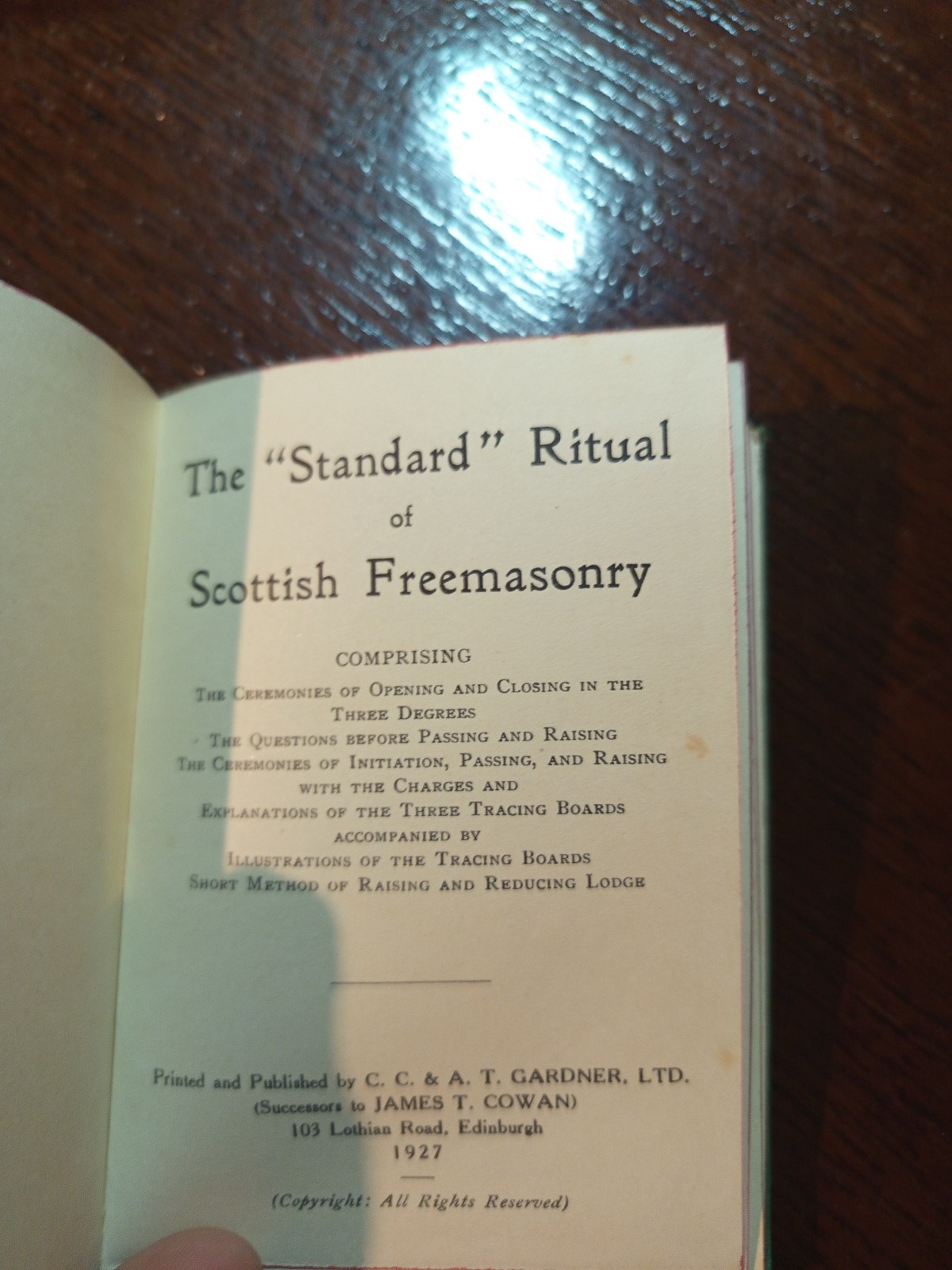 1927 The Standard Ritual of Scottish  Freemasonry masonic/581