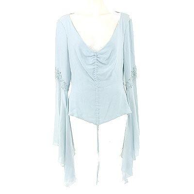 Escada Light Blue Chiffon Dress Top Women's Formal Beaded Sleeve (Ages 14+)