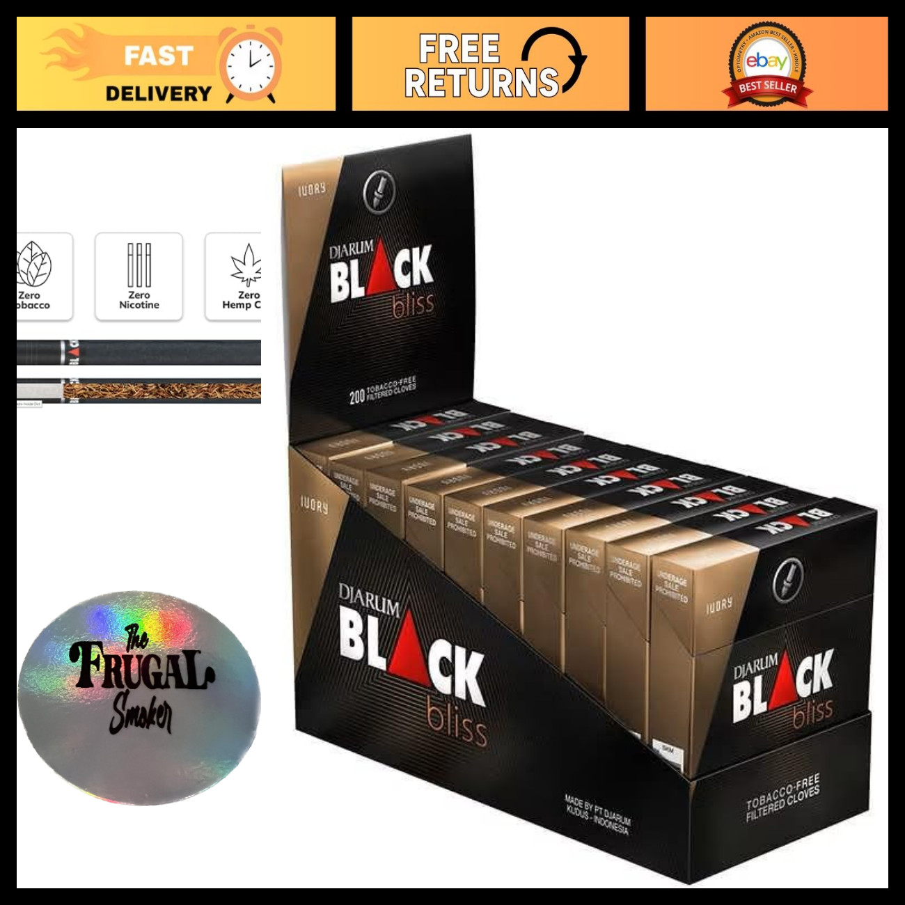 Filtered Clove Cigarettes - 10 Boxes of 20 - Total 200 Cigarettes + Free Sticker