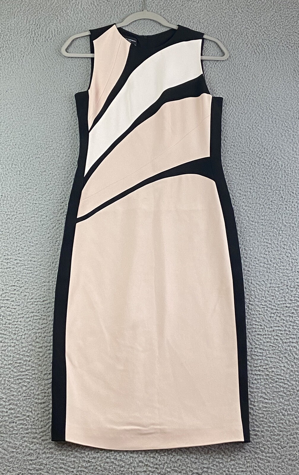 NARCISO RODRIGUEZ Sleeveless Bicolor Crepe Sheath Dress Pink Black White Size 40