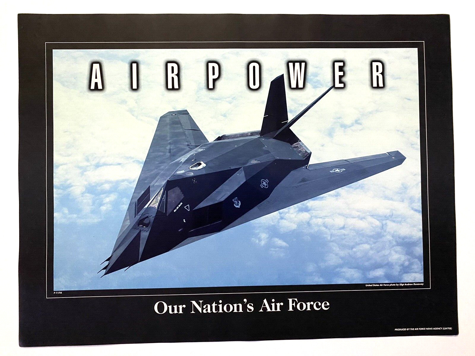 Vintage Air Force Air Power Poster F-117 Nighthawk Stealth Fighter 18x24 RARE