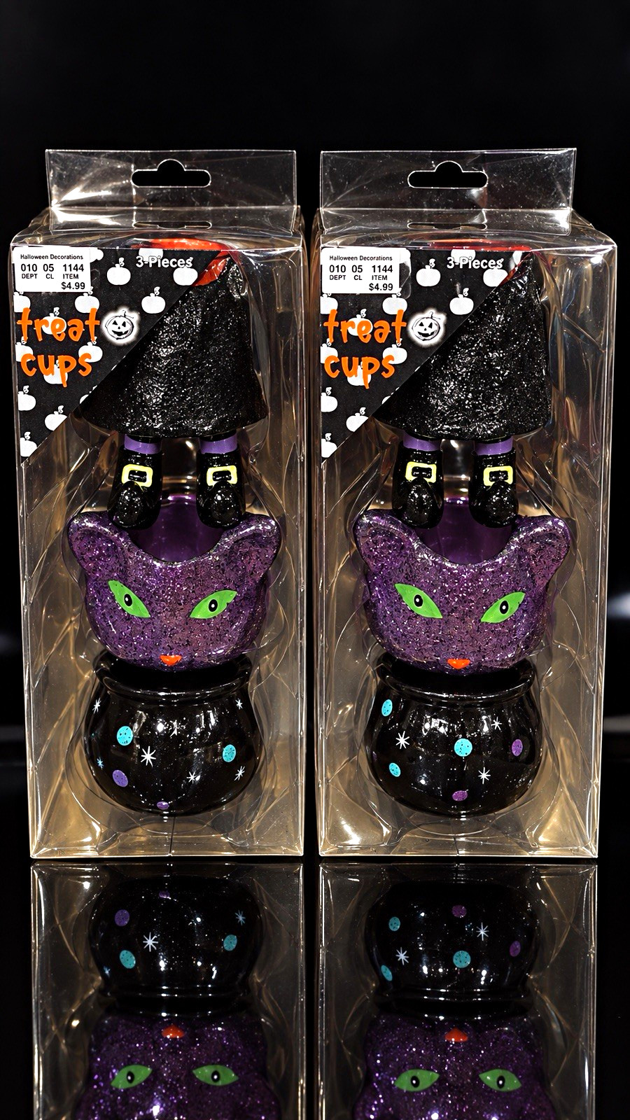 Vintage 2001 Target Halloween Treat Cups Lot of 2 Witch Cat Cauldron NIP