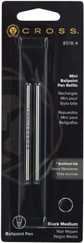 Cross 8518-4 Mini Ballpoint Pen Refill Medium Black Tech 3 Autocross Compact