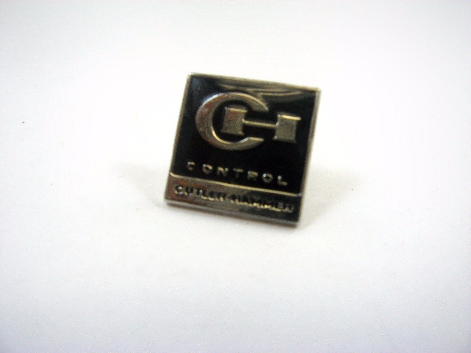 Vintage Cutler-Hammer Control Lapel Pin Tie Tack CH Logo Black Silver
