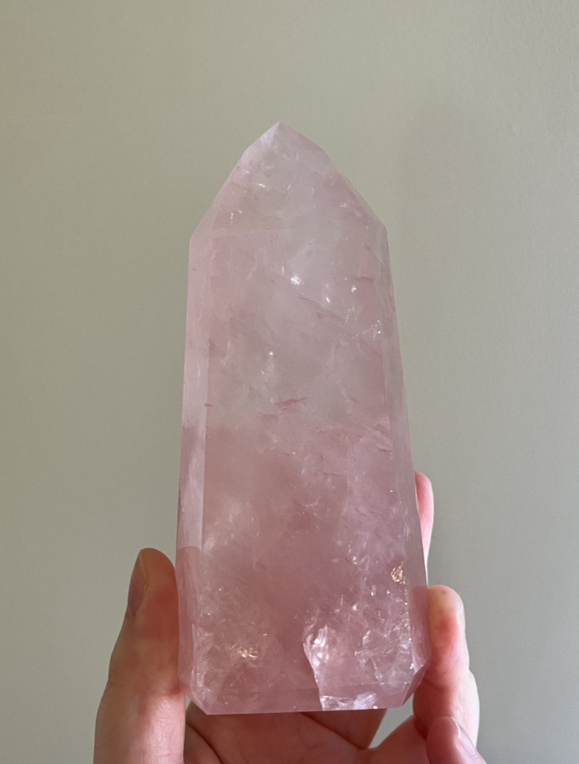 High Grade Gemmy Deep Pink Rose Quartz Tower Point 4