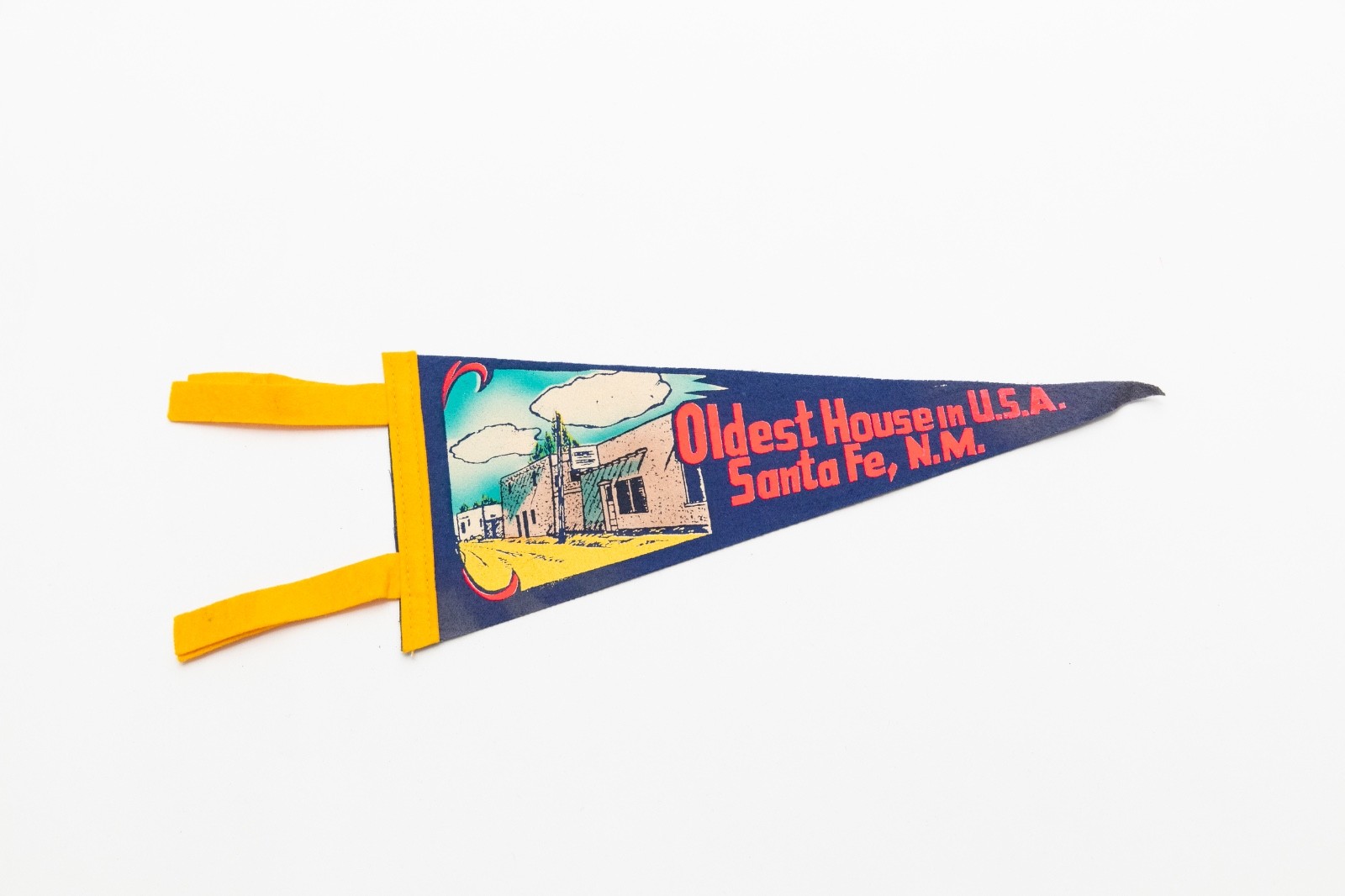 Vintage Oldest House Santa Fe New Mexico Souvenir Felt Pennant 12\