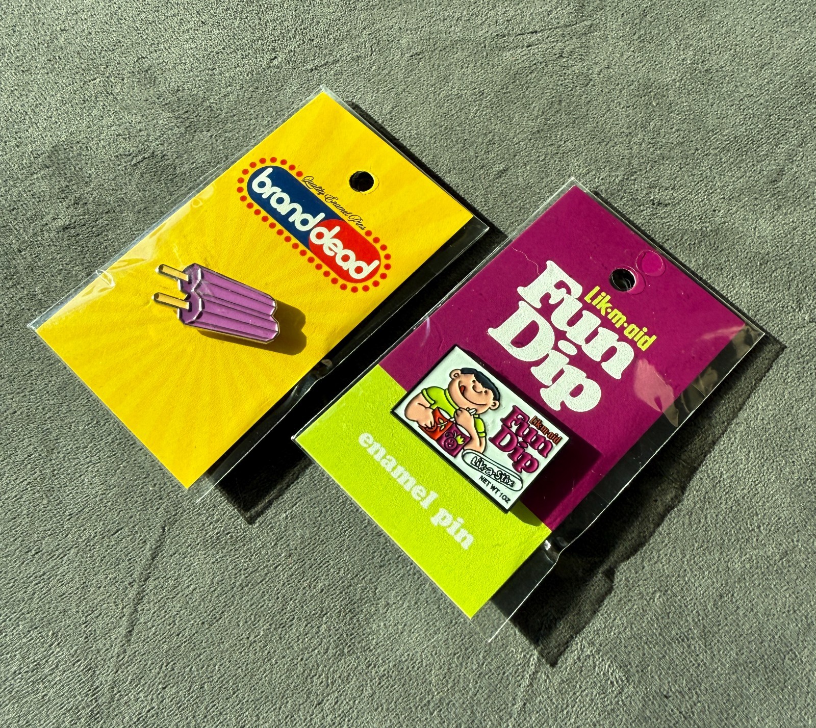 Brand Dead Enamel Pin Set Popsicle & Fun Dip Lik-M-Aid Lot of 2 New On Card