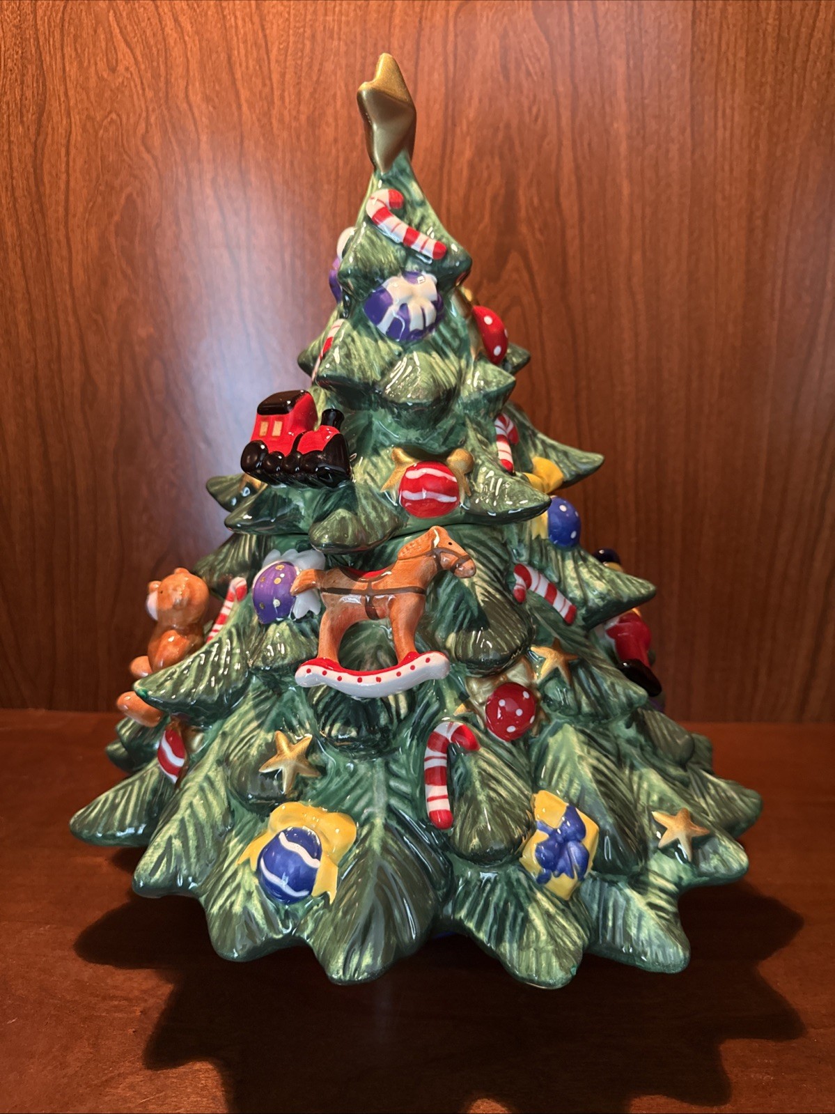 Large Christmas Tree Cookie Biscotti Jar Star Toys Ornaments St Nicholas Square