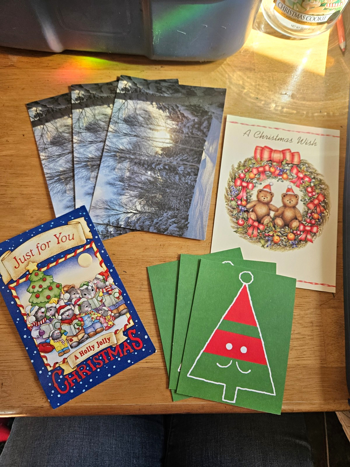 Vintage Christmas Cards Lot Current Inc Mice Teddy Bear Winter Ephemera