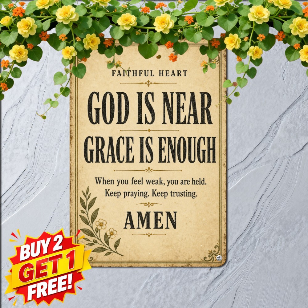 Religious Inspirational Scripture Sign Vintage Christian Faith Metal Plaque 8x12