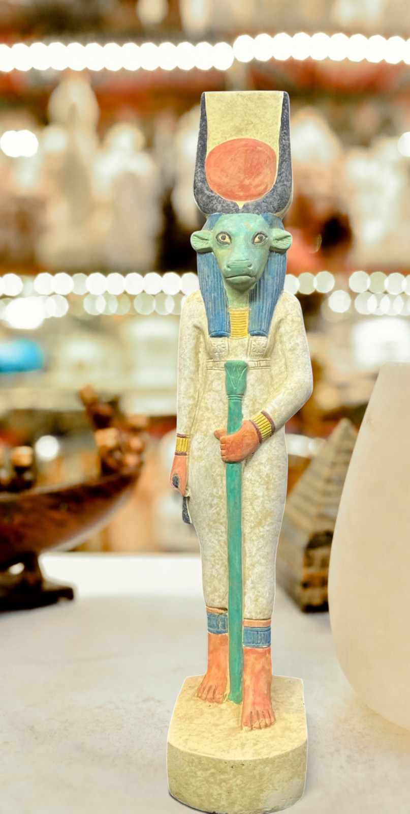 Large Hand-Painted Egyptian Goddess Hathor Goddess of Love Statue Home Decor