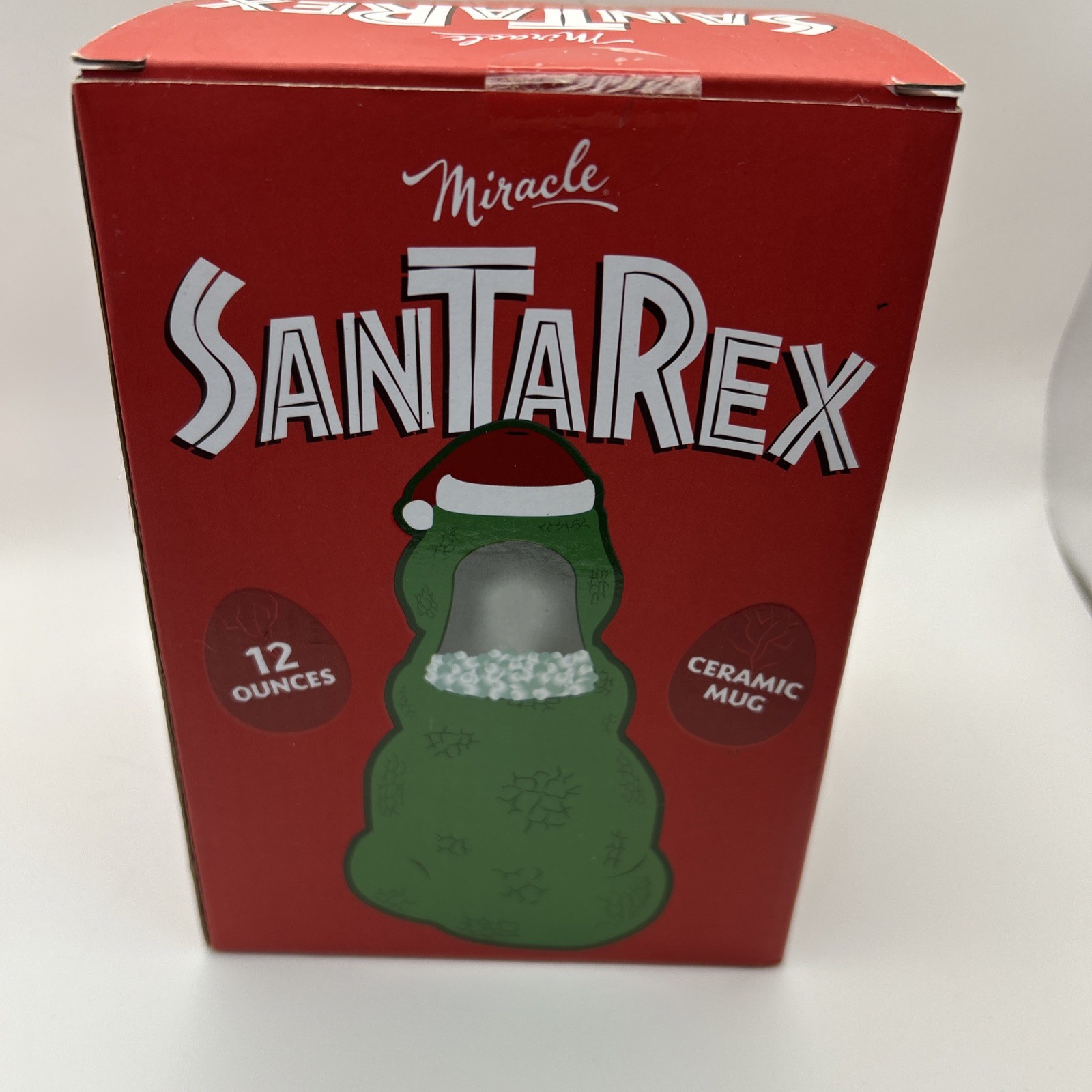 SanTaRex Miracle Tiki Mug T-Rex Dinosaur Christmas July Cocktail Santa Hat 12oz