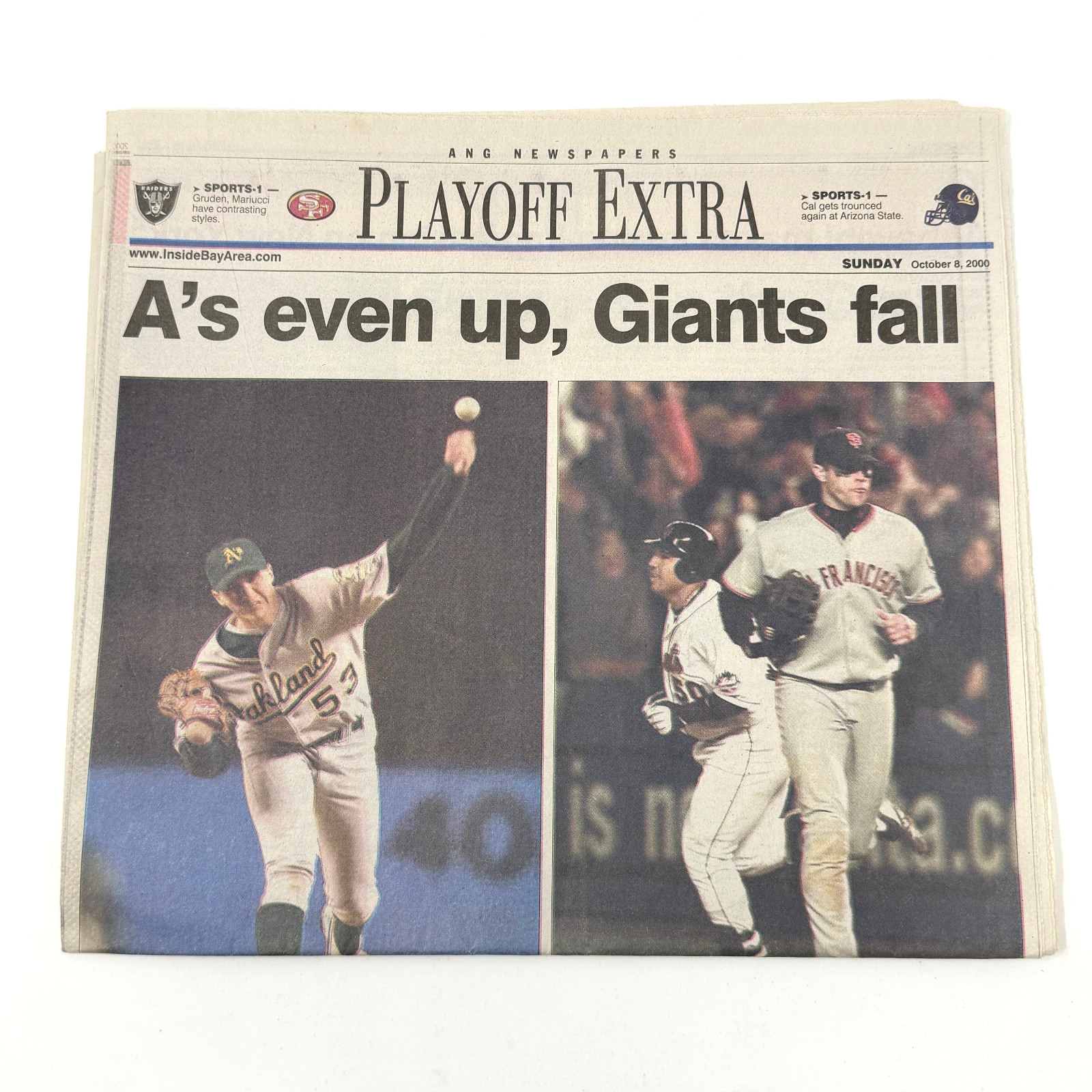 Oakland A's San Francisco Giants 2000 MLB Playoffs Newspaper ANG Playoff Extra