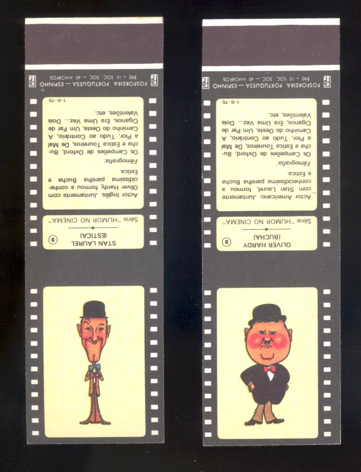 Laurel and Hardy Vintage Portugal Matchbooks British American Comedy Team