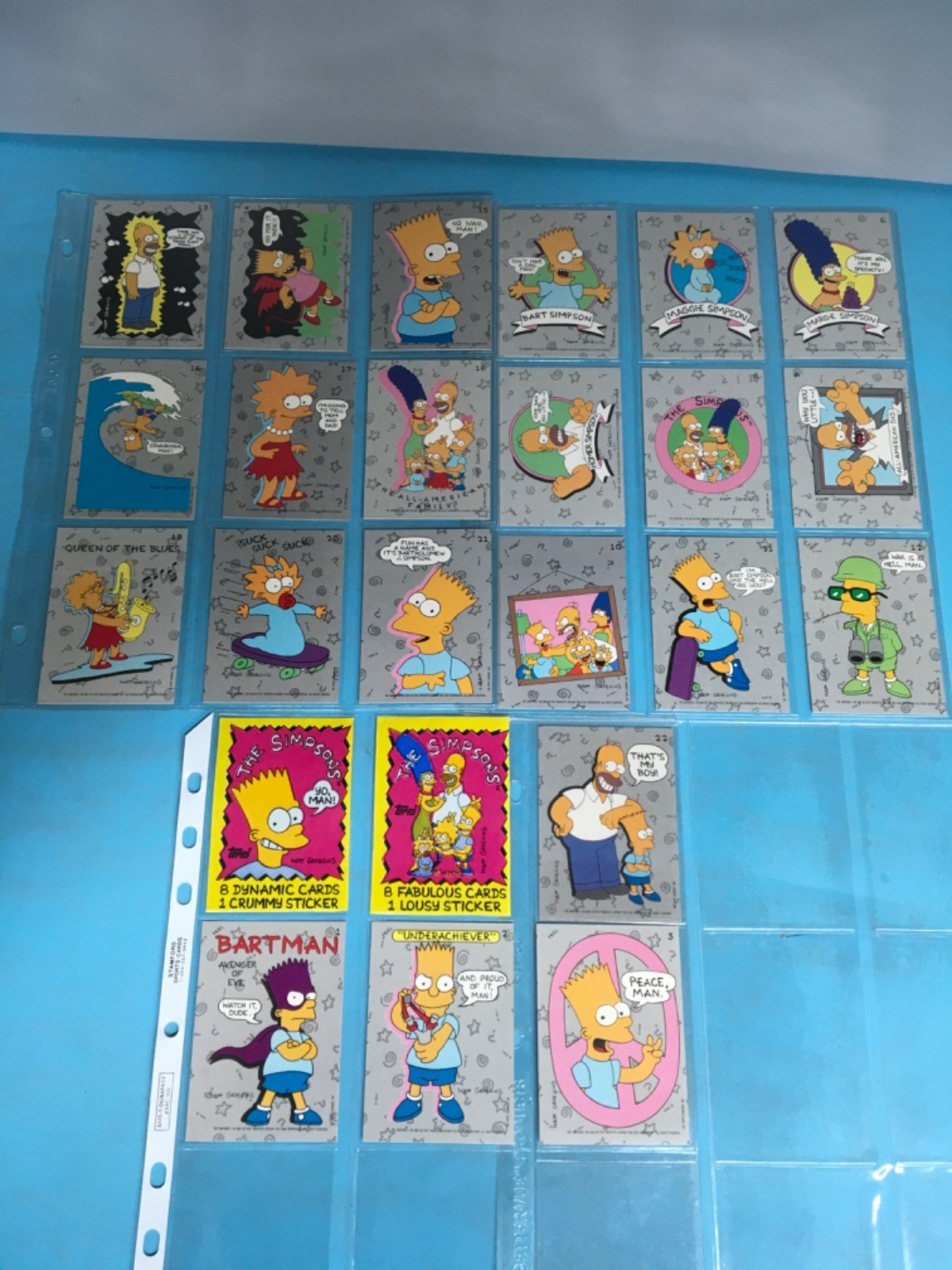 COMPLETE SET of (22) The Simpsons - Bart Simpson 1990 Sticker Cards TOPPS