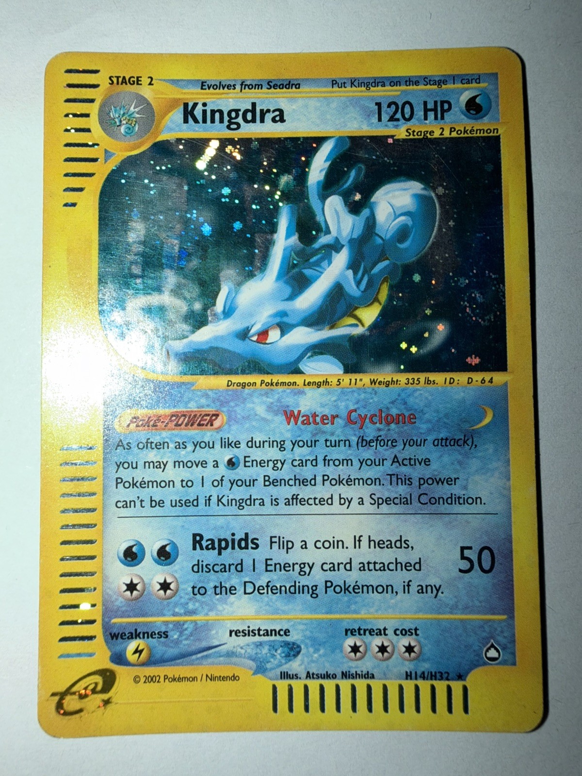 Kingdra H14/H32 Aquapolis Holo Rare WOTC 2002 e-Reader Pokemon SWIRL