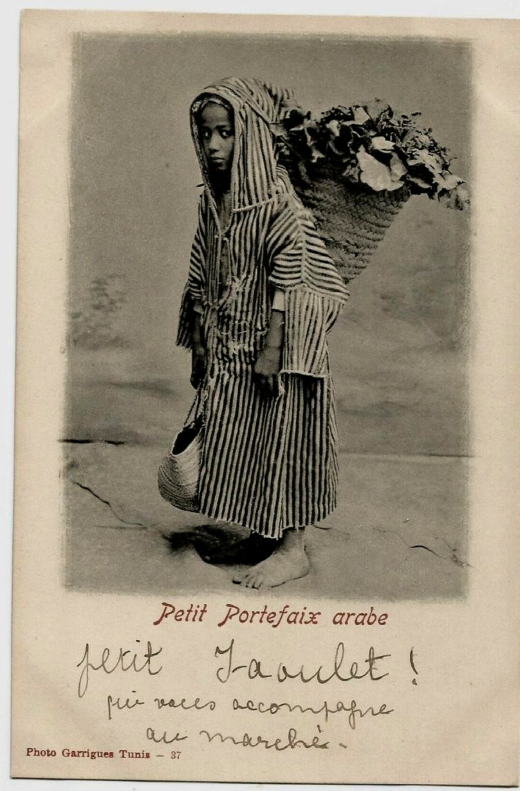 French North Africa -Little Arab Porter - Vintage Postcard, 1900s