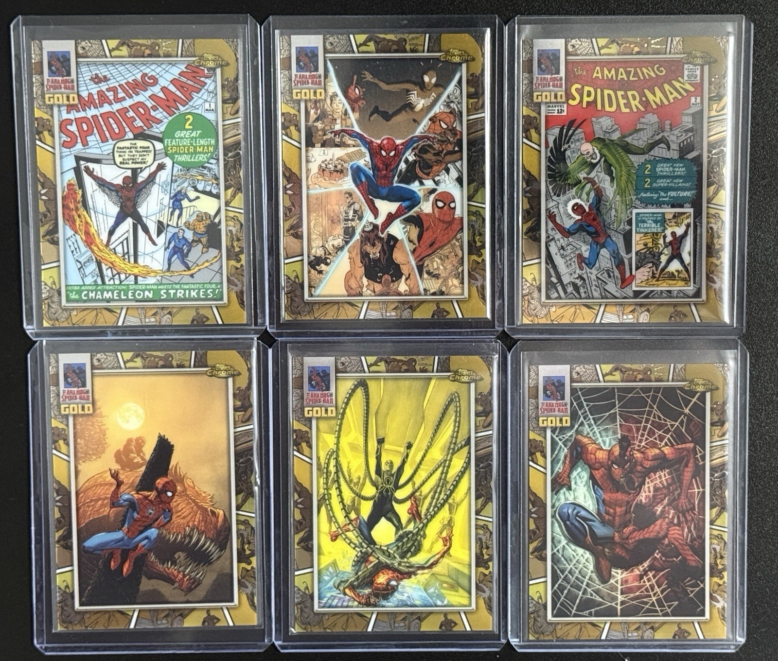 2024 Topps Chrome Marvel Spider-Man Gold Border Insert Set of 6 🕸️🔥
