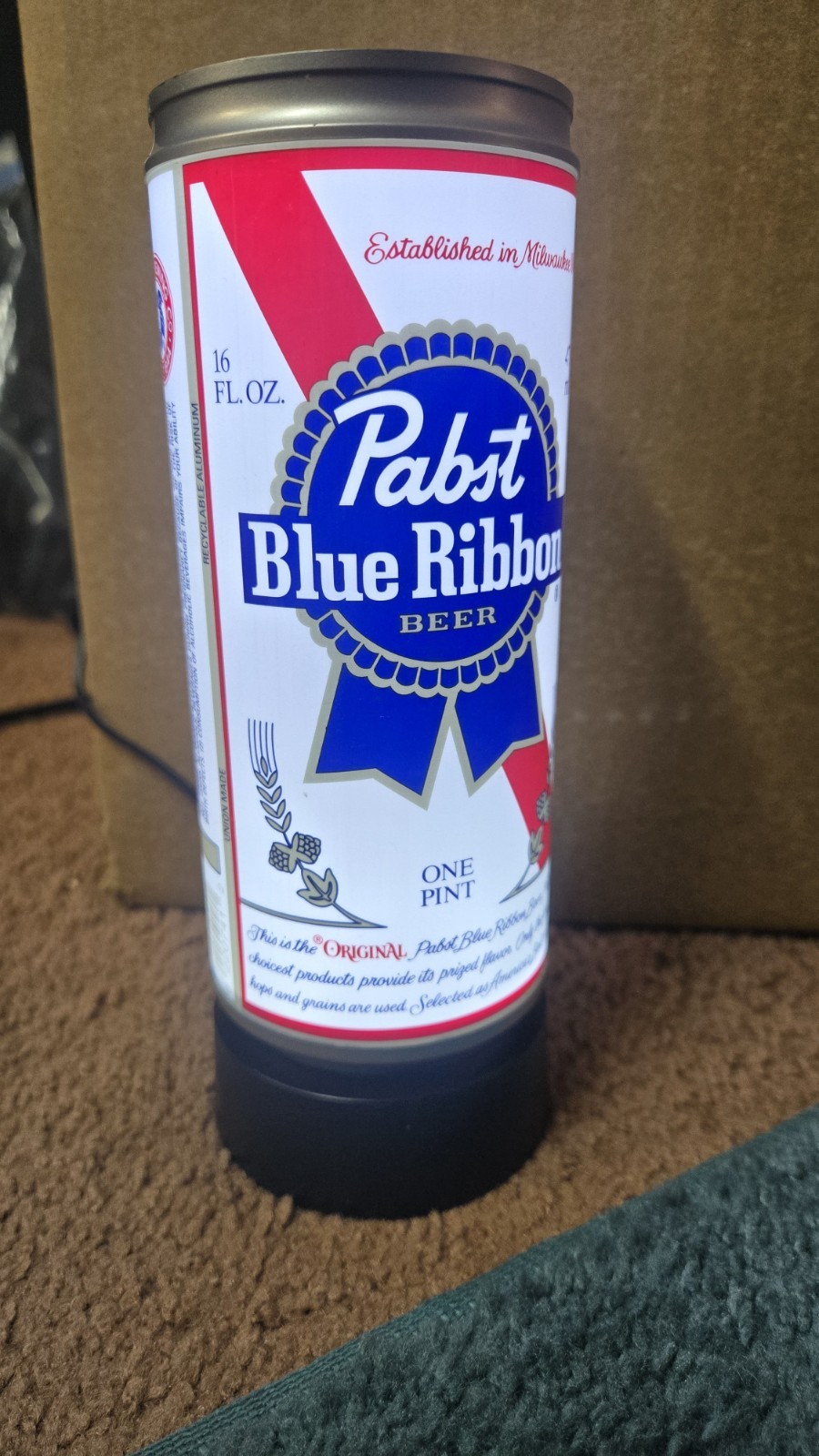 Pair 2 Pabst Blue Ribbon PBR Light Up Beer Can Sign Bar Display 12oz Uncirculate