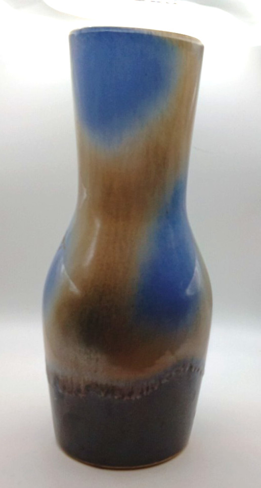 Vintage Dumler & Breiden Vase 116/25 West Germany Art Pottery Blue Brown Drip Gl