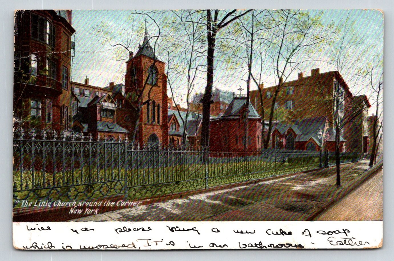 NYC Little Church Around the Corner Hugh C Leighton Postcard 1900s Posted