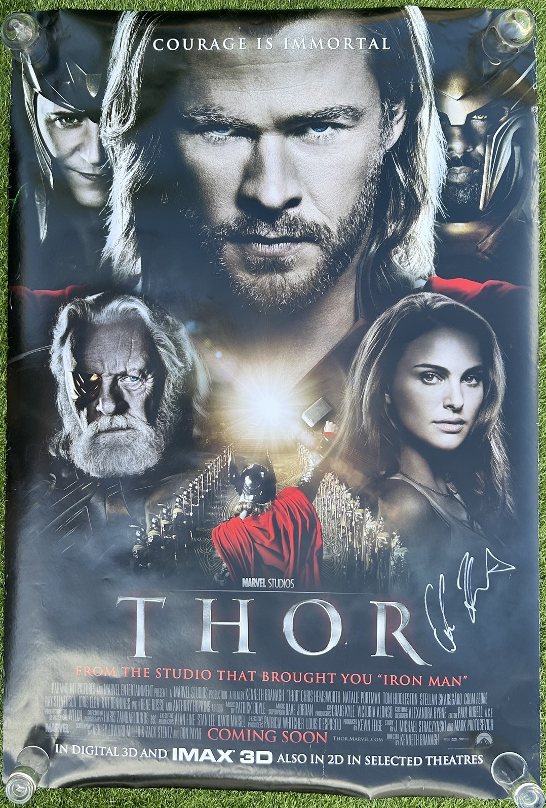Thor  SIGNED Chris Hemsworth Theatrical Movie Poster 40x27 inch Rare  Proof COA