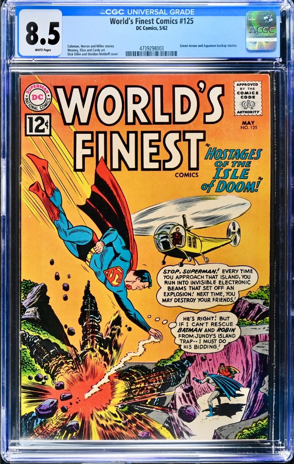 World\'s Finest Comics #125 1962 CGC Graded 8.5 Just Graded-New Holder