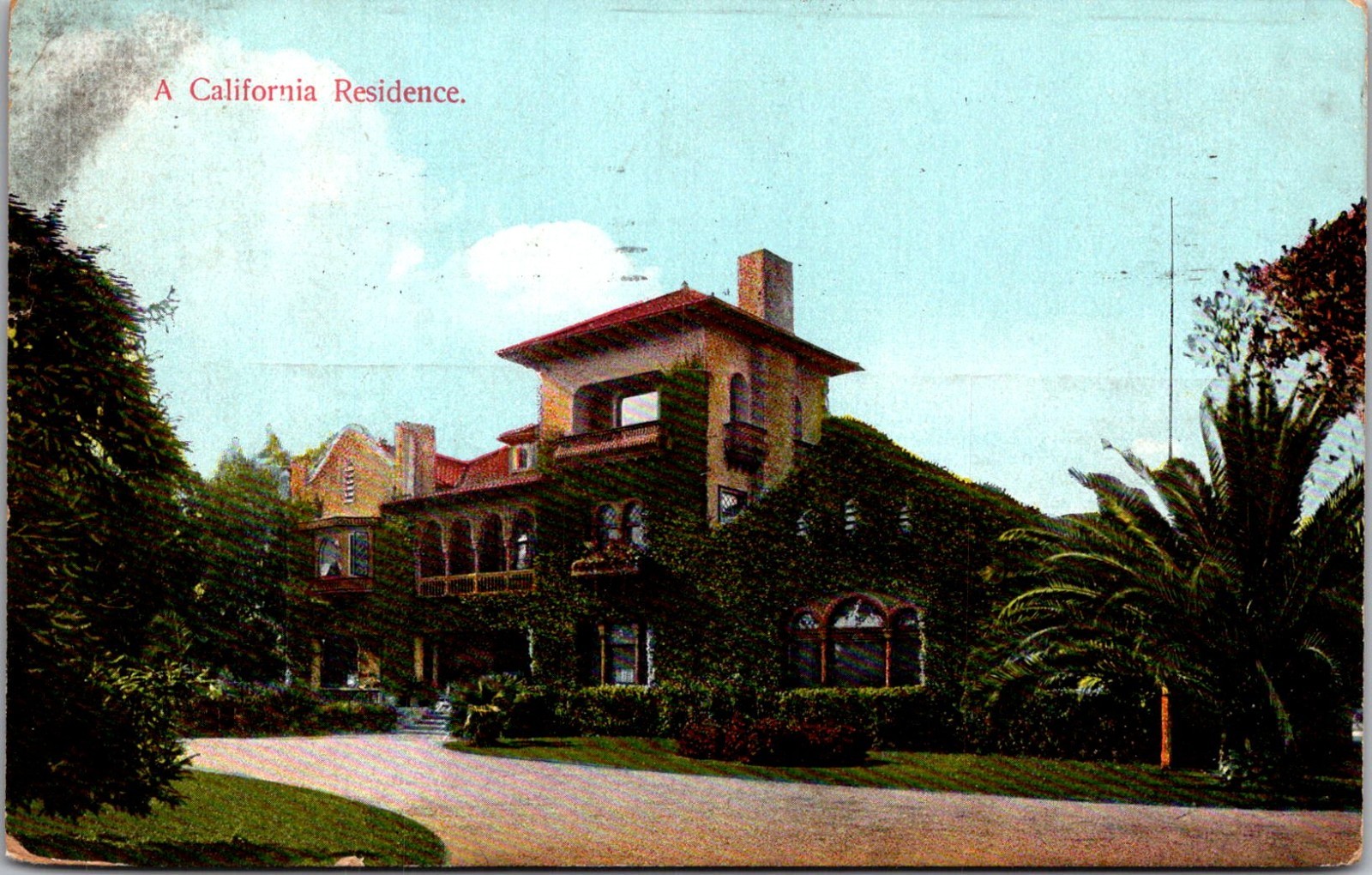 A California Residence 1912 Vintage Postcard TP12-22