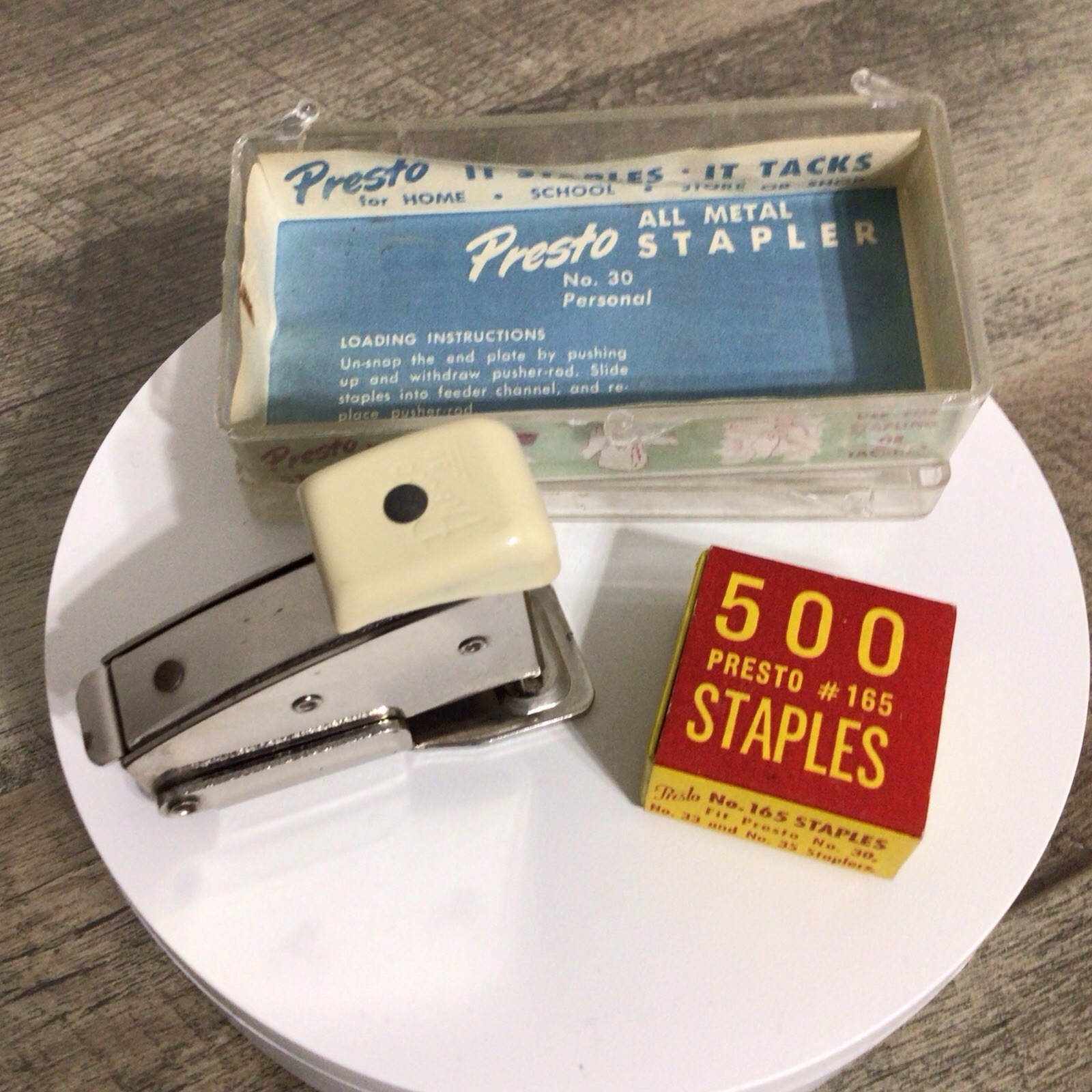 Vintage Presto No. 30 All Metal Mini Stapler with Staples