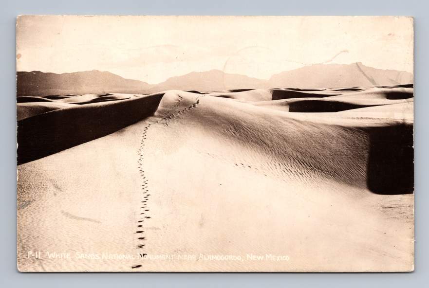 Footsteps on White Sands Alamogordo New Mexico RPPC Vintage National Park Photo