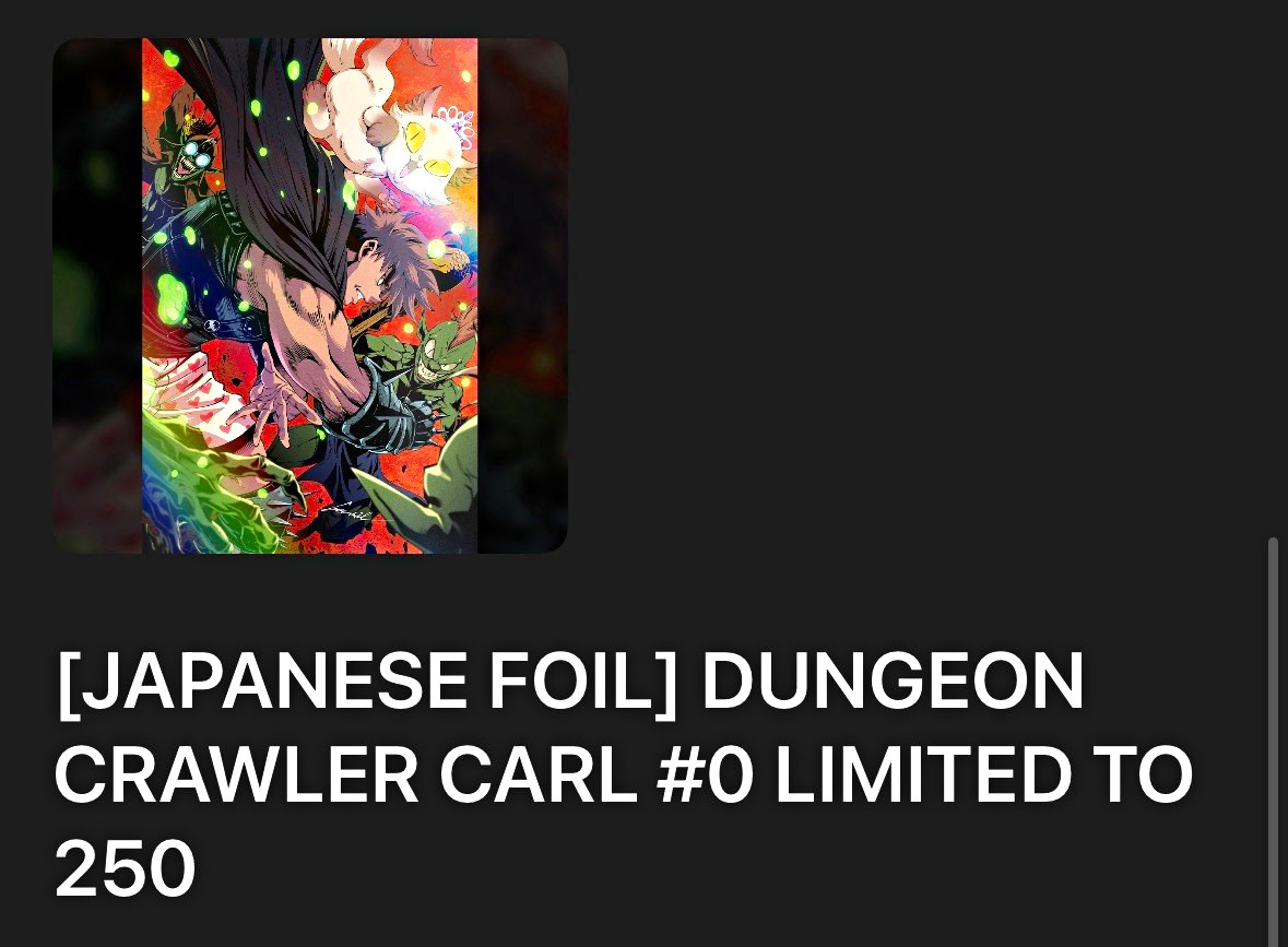 PRESALE Dungeon Crawler Carl #0 Kagurabachi homage Foil Limited to 250 NYCC