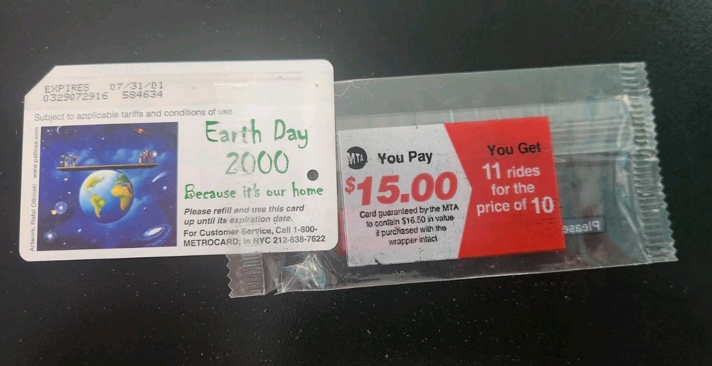 Vintage NYC  Earth Day MetroCard 2001 in Wrapper  $15.00