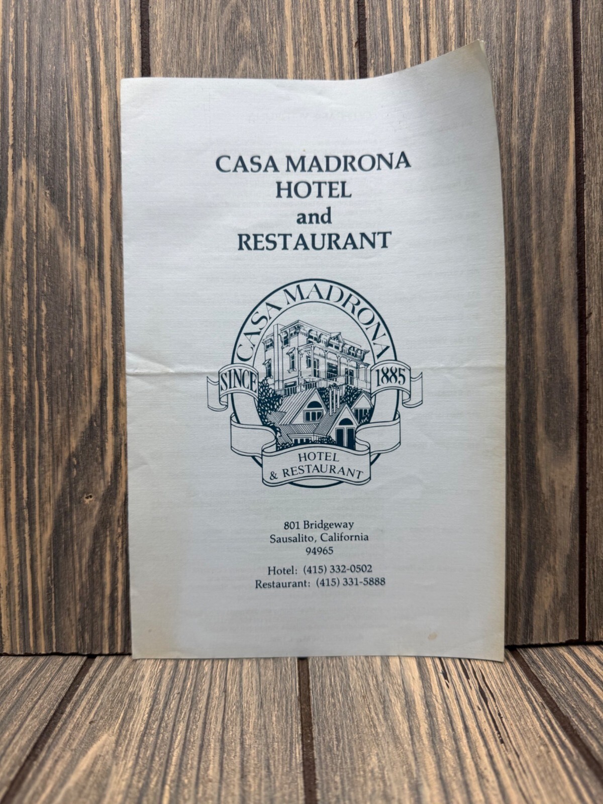 Casa Madrona Hotel & Restaurant Vintage Brochure 1986 California Sausalito Accom