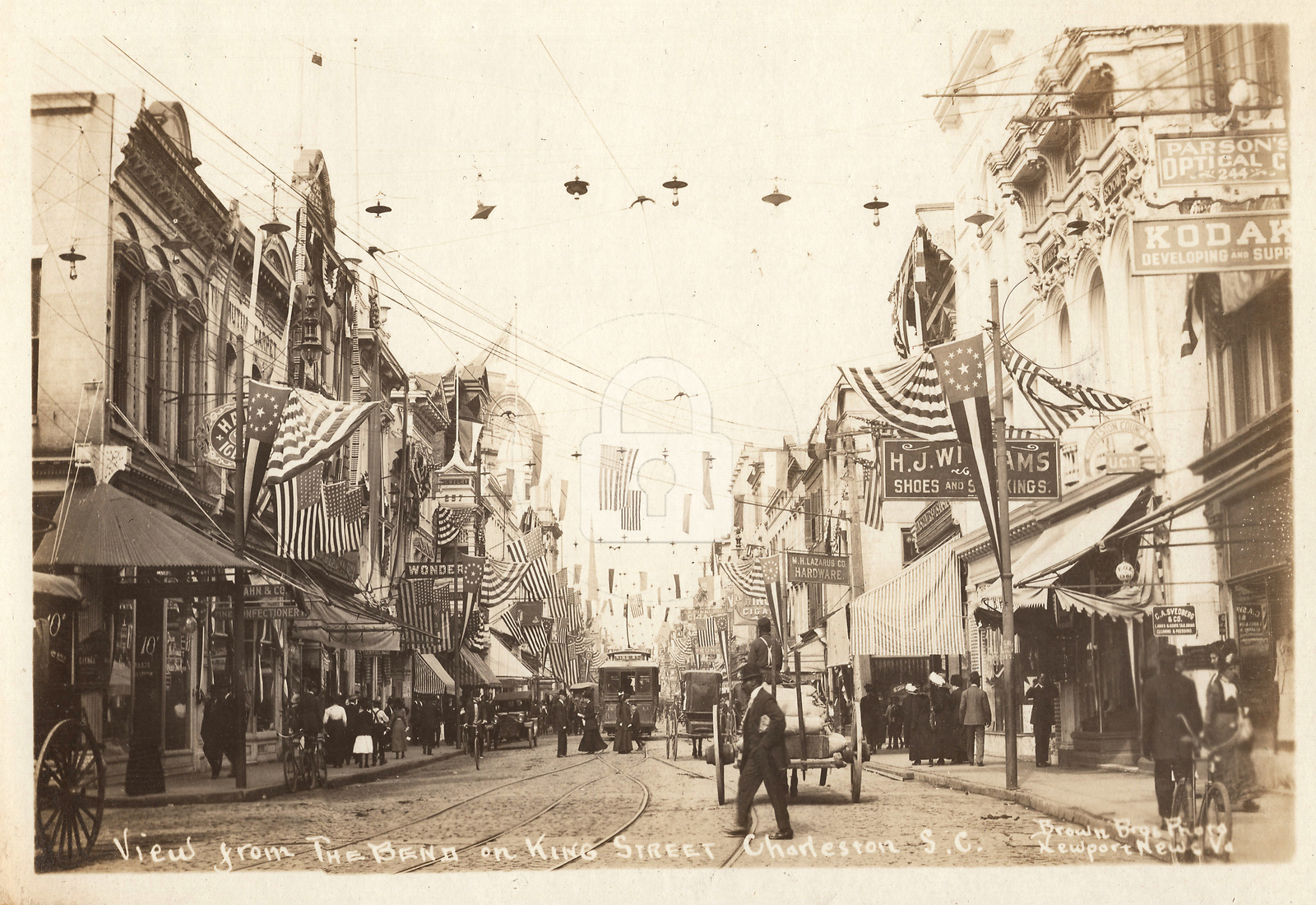 CHARLESTON SC  View from the Bend on King Street 1914 RPPC Postcard Copy