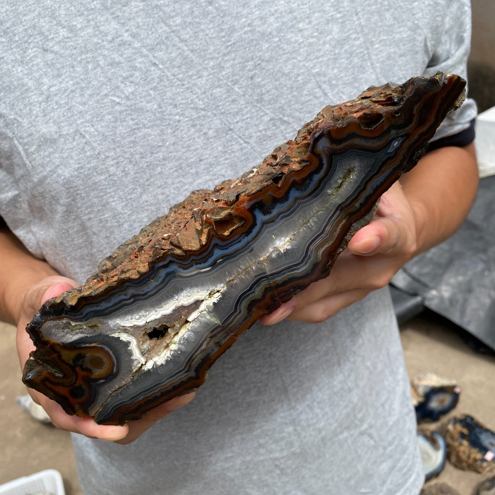 6.2lb Natural Lace Banded Agate Quartz Crystal Rough mineral specimens Healing
