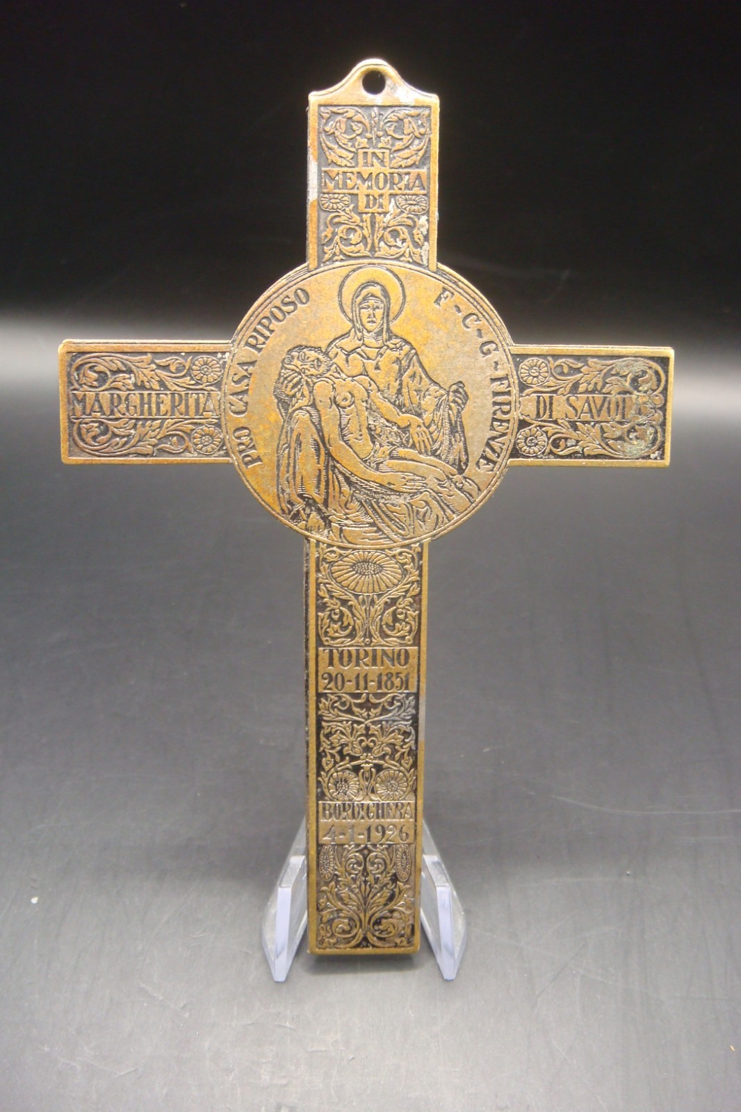 Commemorative Cross Queen Margherita di Savoia Italy 1926 by Cardinal Alfonso M.