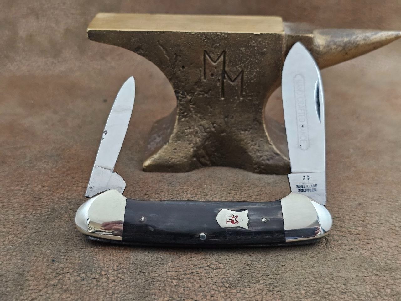1976  Vintage Kissing Cranes Robt. Klaas 2 blade canoe pocket knife horn