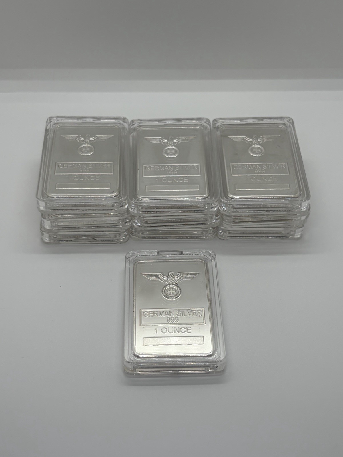 10 German World War II Replica Silver Plated Eagle Iron Cross 1 Ounce Alloy Bars