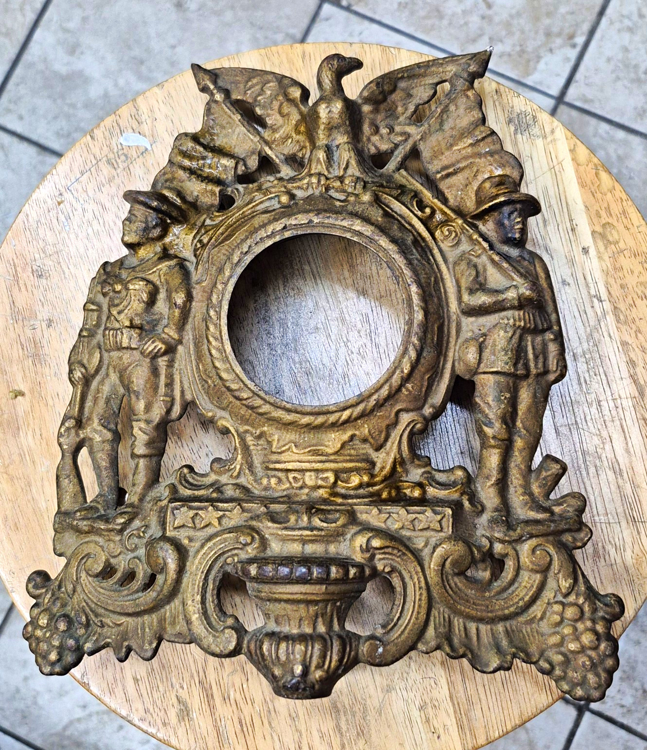 Spanish American War Patriotic Clock Without The Clock.