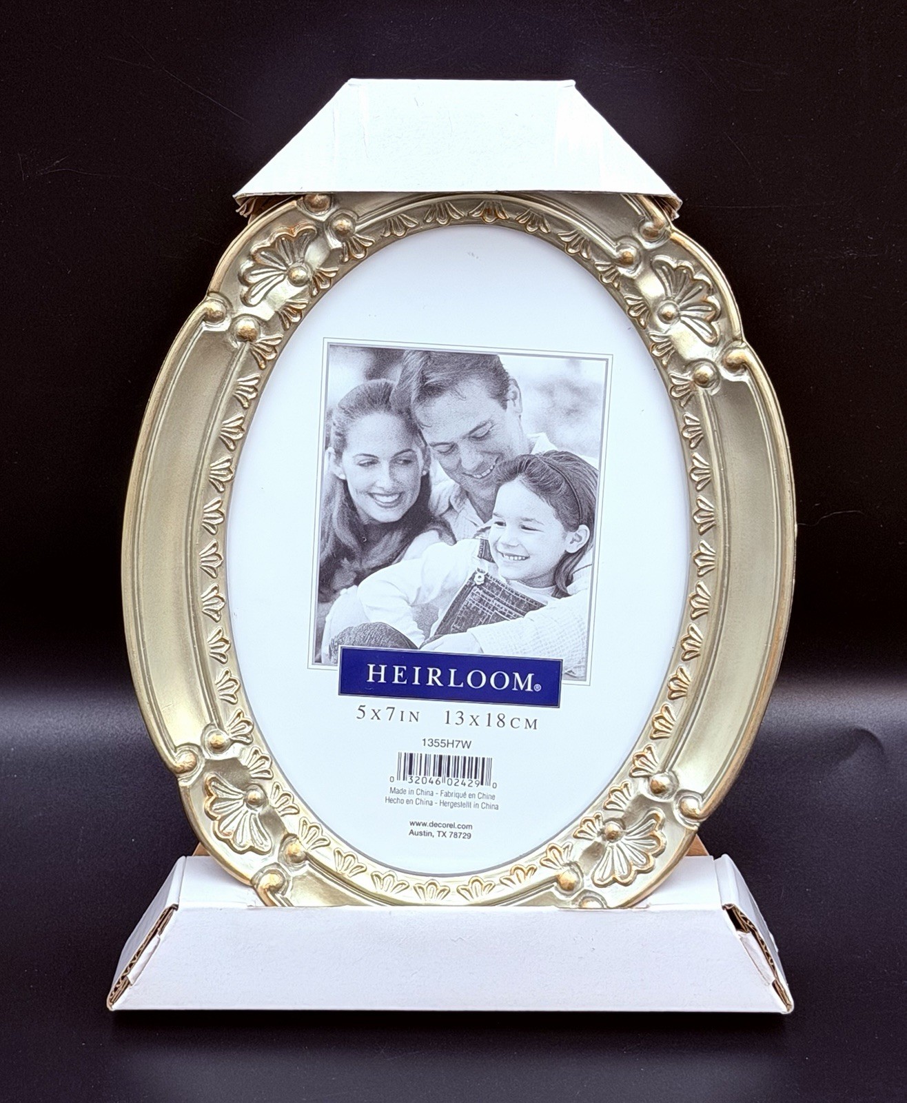 Decorel Heirloom Gold Tone Oval 5x7 Picture Frame Ornate Floral Design