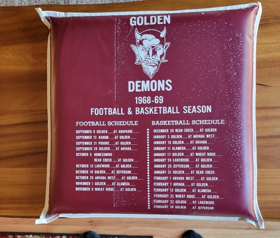1968-69 Golden Demons-Colorado-Football-Basketball Stadium Seat-W/Advertisements