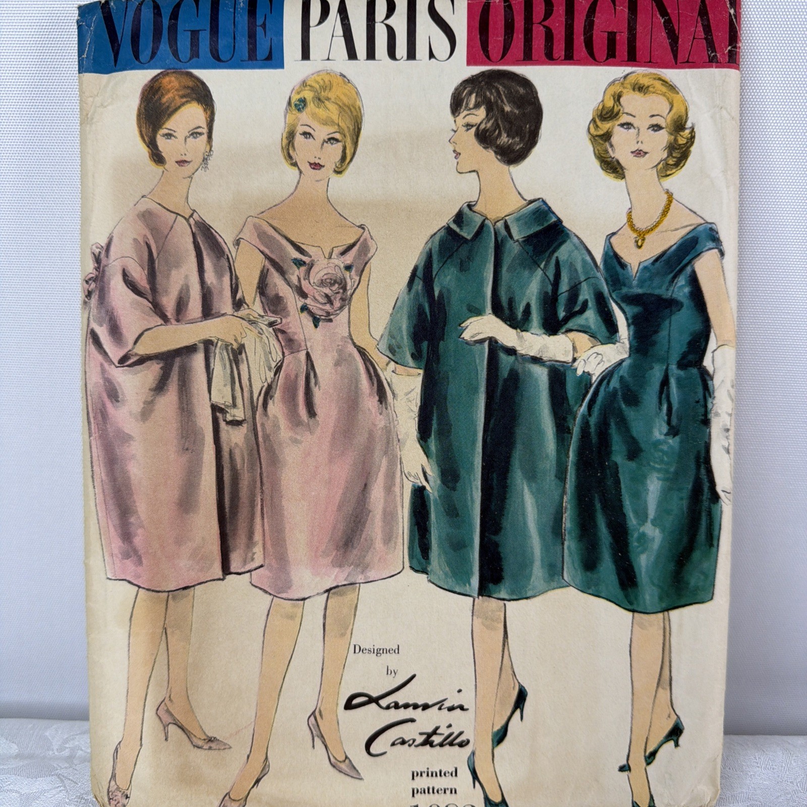 Vintage 1961 VOGUE PARIS ORIGINAL 1082 LANVIN Dress & Coat Pattern Sz 12 + Label