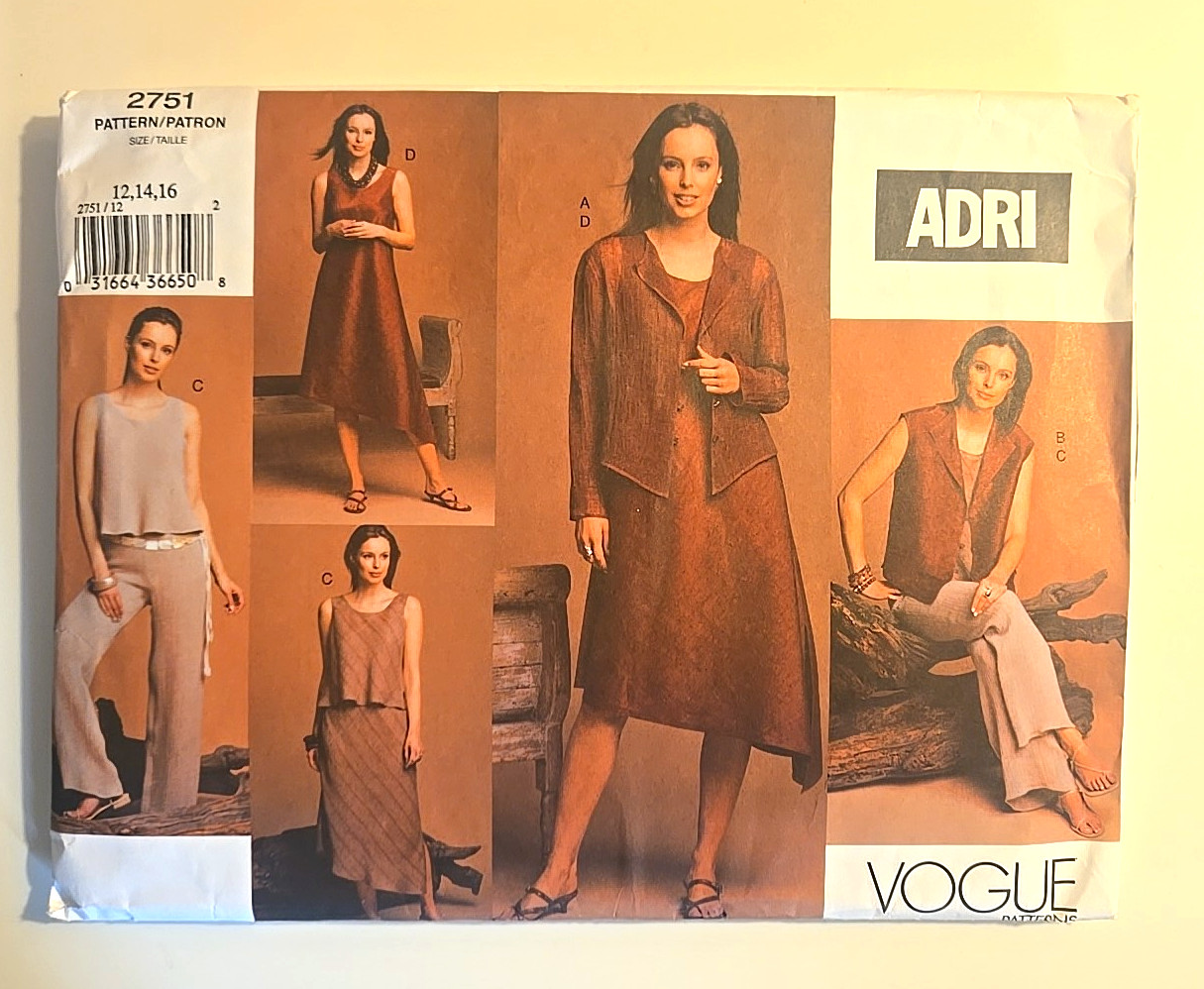 Vintage Vogue 2751 Adri Designer Wardrobe Pattern Dress Jacket Pants UNCUT