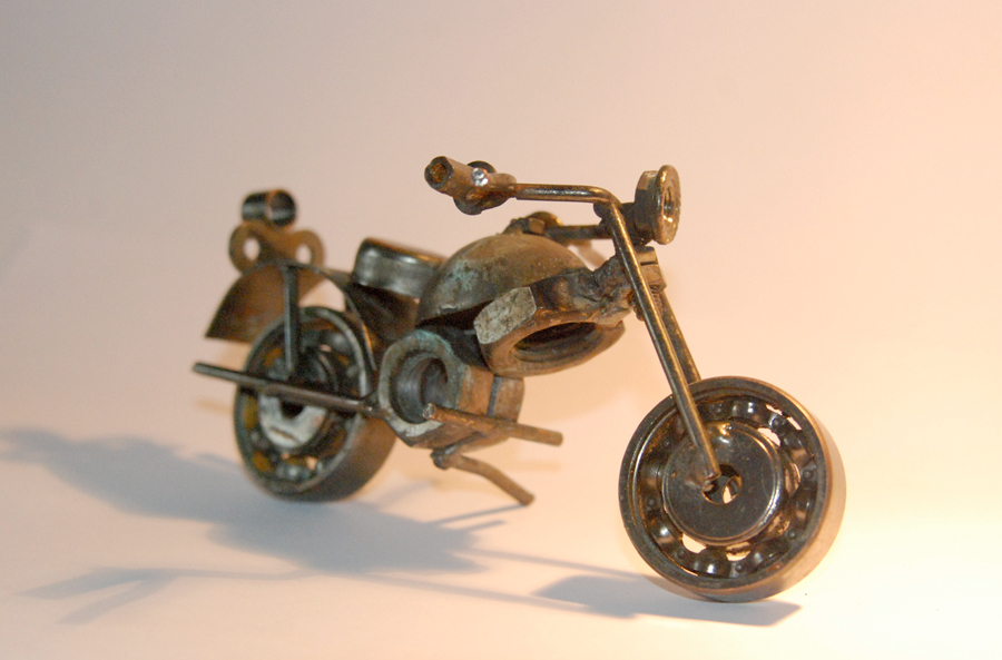 Motorcycle Bike Sculpture Vintage Hand Made Welded Scrap Metal 