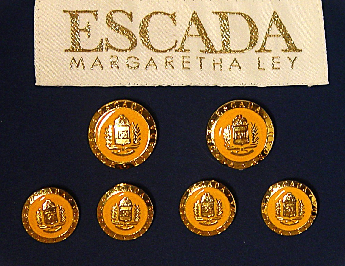 ESCADA Replacement Buttons 6 Golden Metal Yellow Enamel signature Good Used Cond