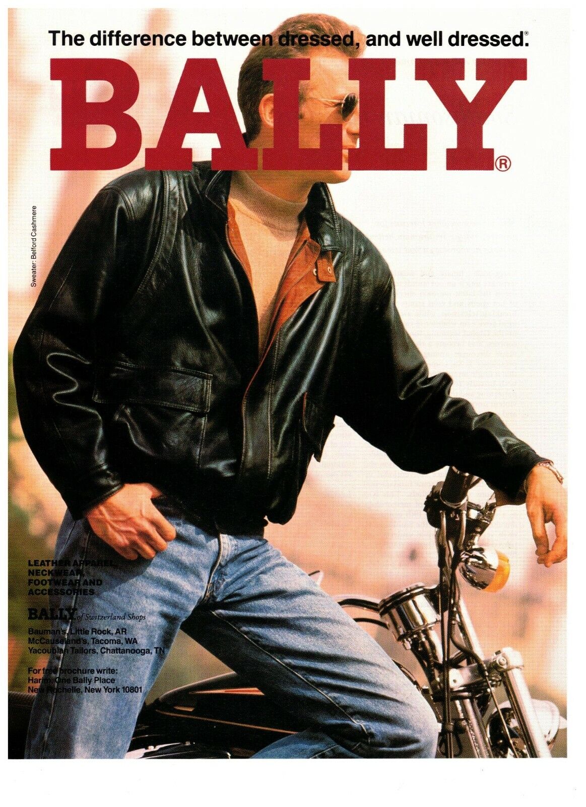 1992 Bally Fashion Motorcycle Style Leather Jacket Vintage Print Advertisement