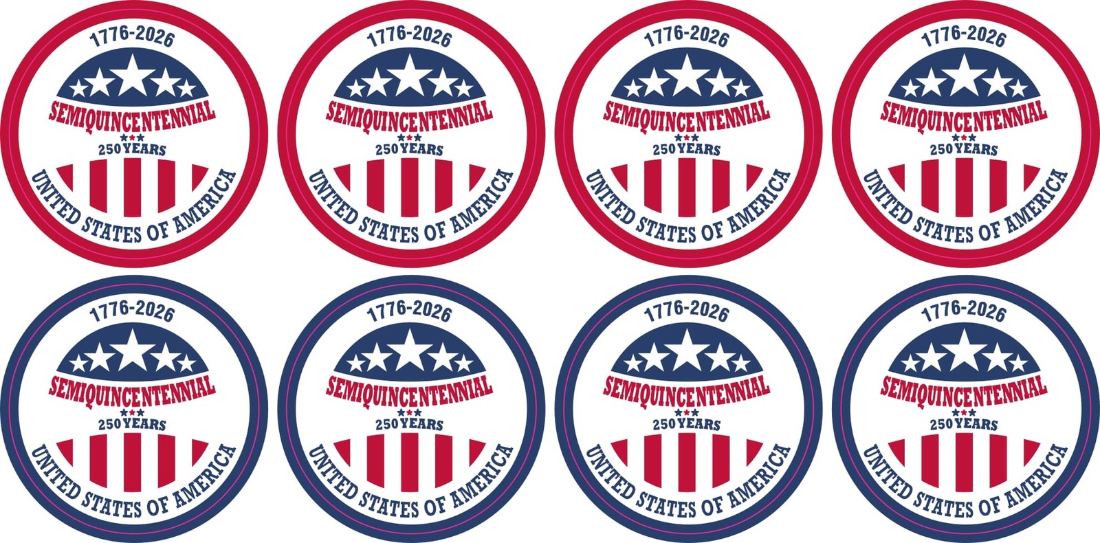 StickerTalk Semiquincentennial 250 Years USA Vinyl Stickers 1.5