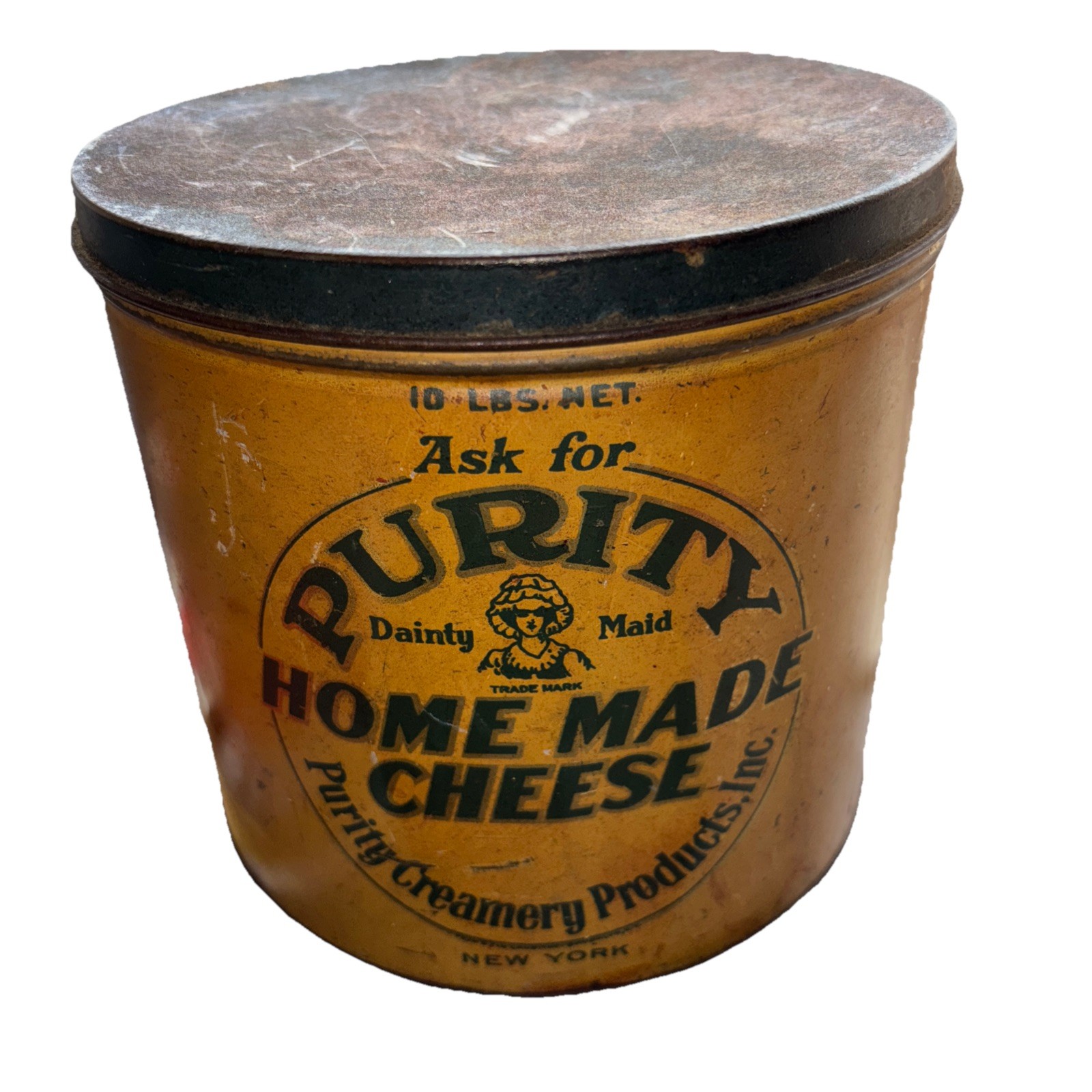 Vintage Purity Dainty Made Homemade Cheese Tin with Lid 