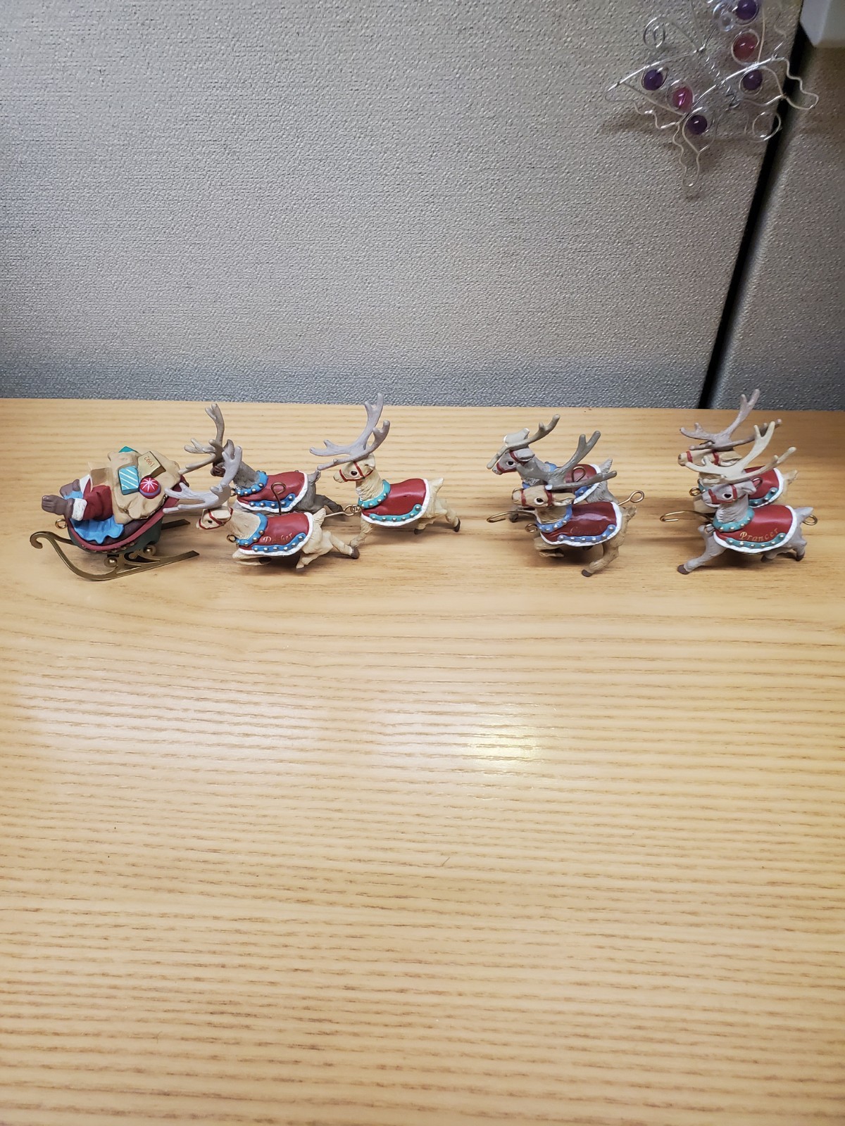 vintage 1992 Hallmark Keepsake Santa and His Reindeer Ornament Set, featuring...