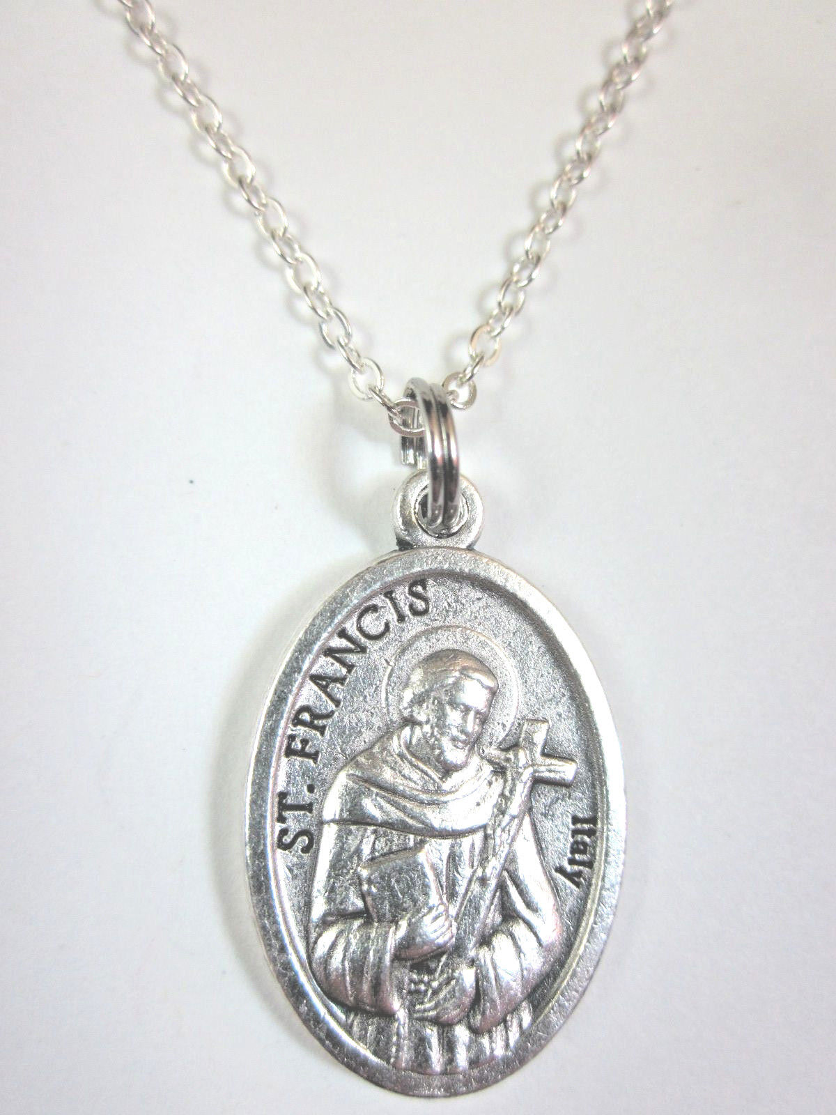 Ladies St Francis / St Clare of Assisi Medal Pendant Necklace 20